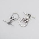 11.5mm Antiqued Sterling Silver Flower Toggle 1 piece - Beadsofcambay.com