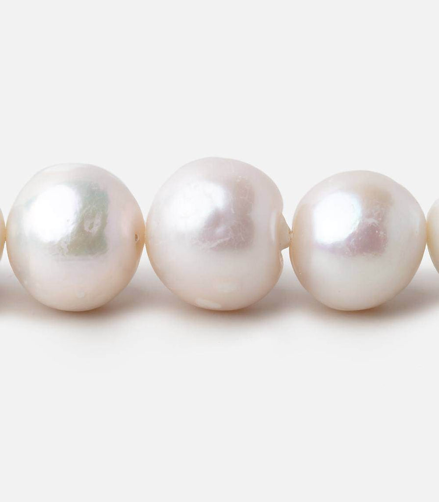 11.5x11.5-14.5x14mm White Rose' Baroque Freshwater Pearl Beads 16.5 inch 33 pcs - Beadsofcambay.com