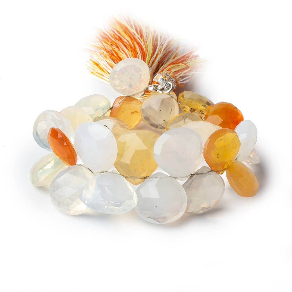 11.5x11.5-14x14mm Mexican Fire Opal heart briolette beads 6 inch 27 pieces - Beadsofcambay.com