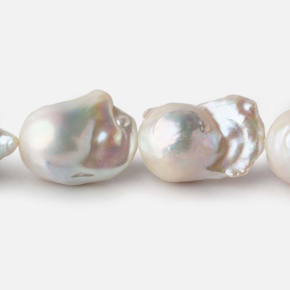 11.5x16-15x25mm White Ultra Baroque Freshwater Pearl 16 inch 19 pieces A - Beadsofcambay.com