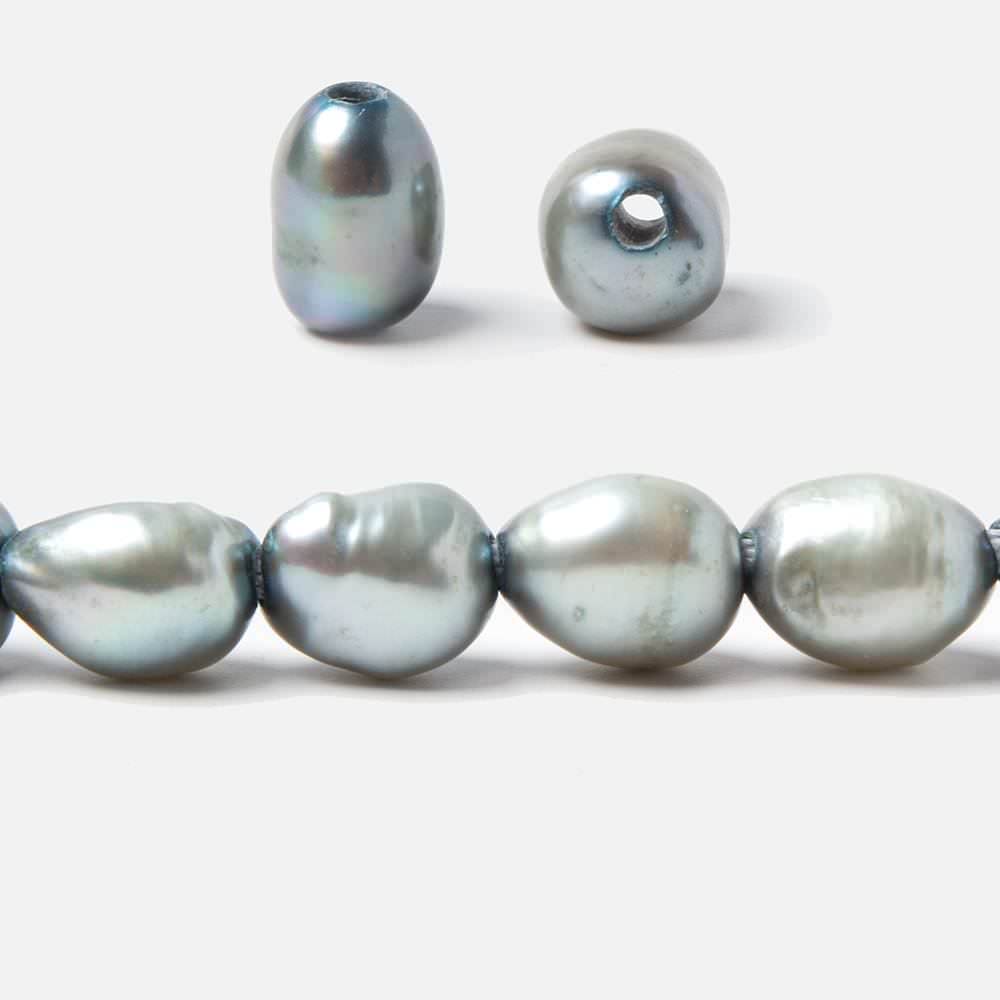 11.5x9-13.5x10.5mm Light Chambray Blue Baroque 2.5mm large hole Pearls 32 pcs - Beadsofcambay.com