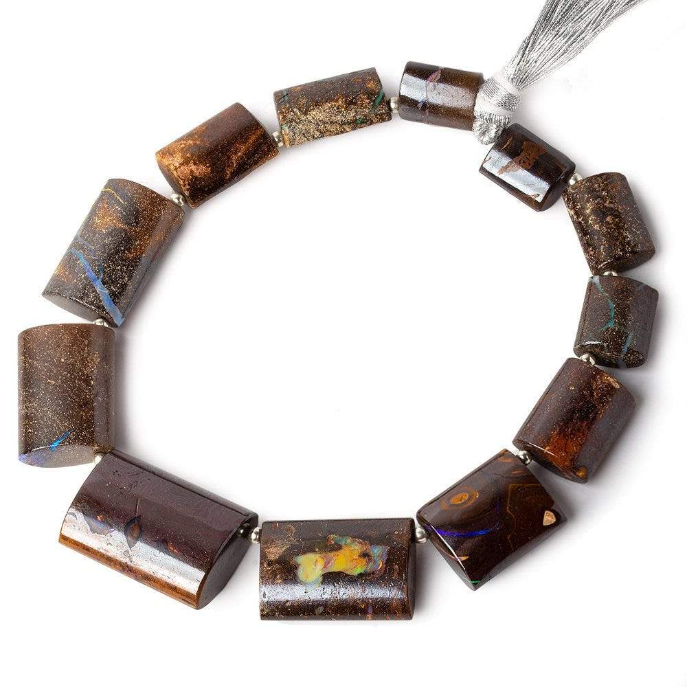 11.5x9-23.5x17mm Australian Boulder Opal plain oval tube beads 8.5 inch 12 pieces AA - Beadsofcambay.com