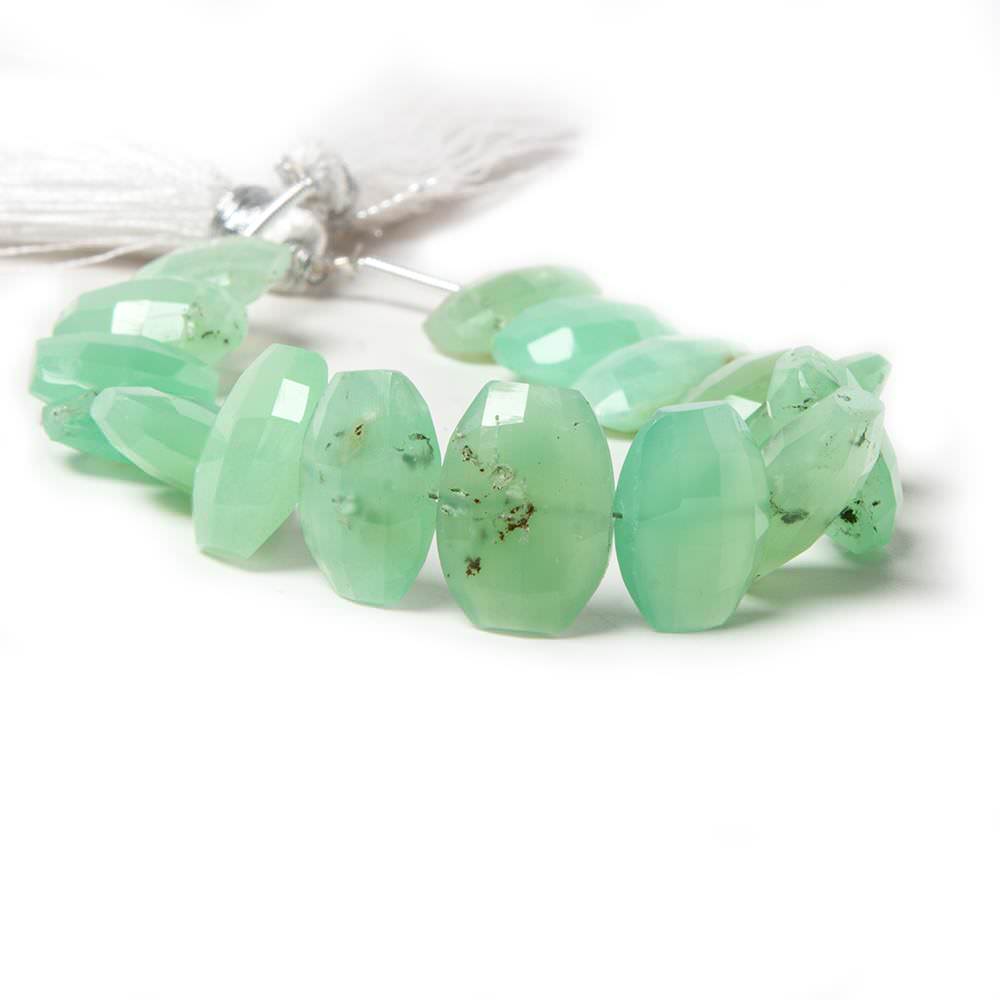 11.5x9.5-12.5x9.5mm Chrysoprase side drilled Faceted Cushions 6 inch 15 Beads - Beadsofcambay.com