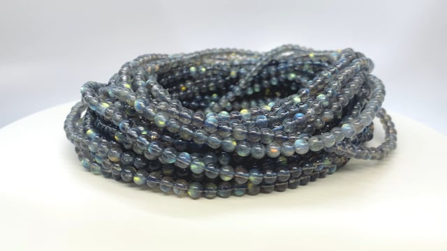 Beadsofcambay 5.5mm Labradorite Plain Round Beads 28 inch 136 pieces 1mm hole