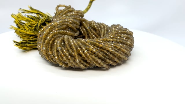 BeadsofCambay 3mm Yellow Labradorite Micro Faceted Round Beads 13 inch 112 pieces