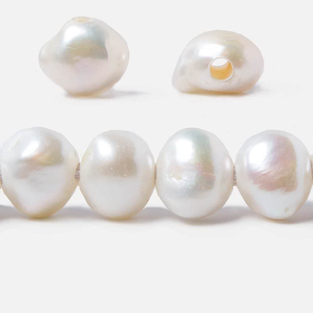 BeadsofCambay 11mm-12.5mm Cream Baroque 2.5mm large hole Pearl 10 pcs