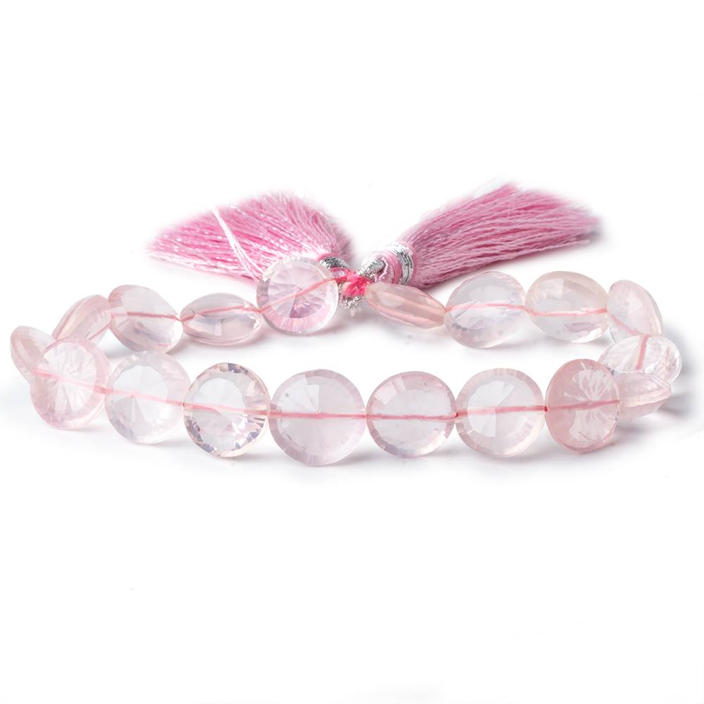 10mm-11mm Rose Quartz brilliant faceted coins 8 inch 20 pieces - Beadsofcambay.com