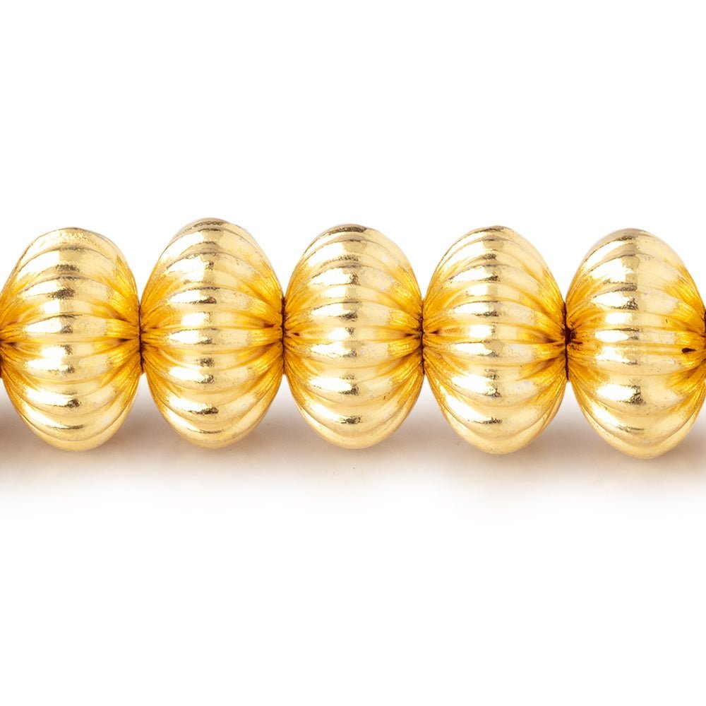11mm 22kt Gold Plated Copper Corrugated Disc 8 inch 30 Beads - Beadsofcambay.com