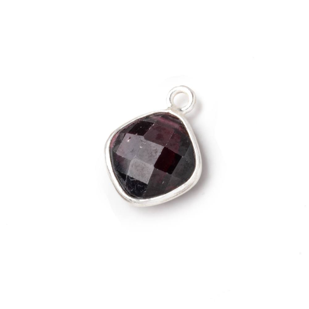 11mm .925 Silver Bezel Garnet Faceted Pillow Pendant 1 piece - Beadsofcambay.com