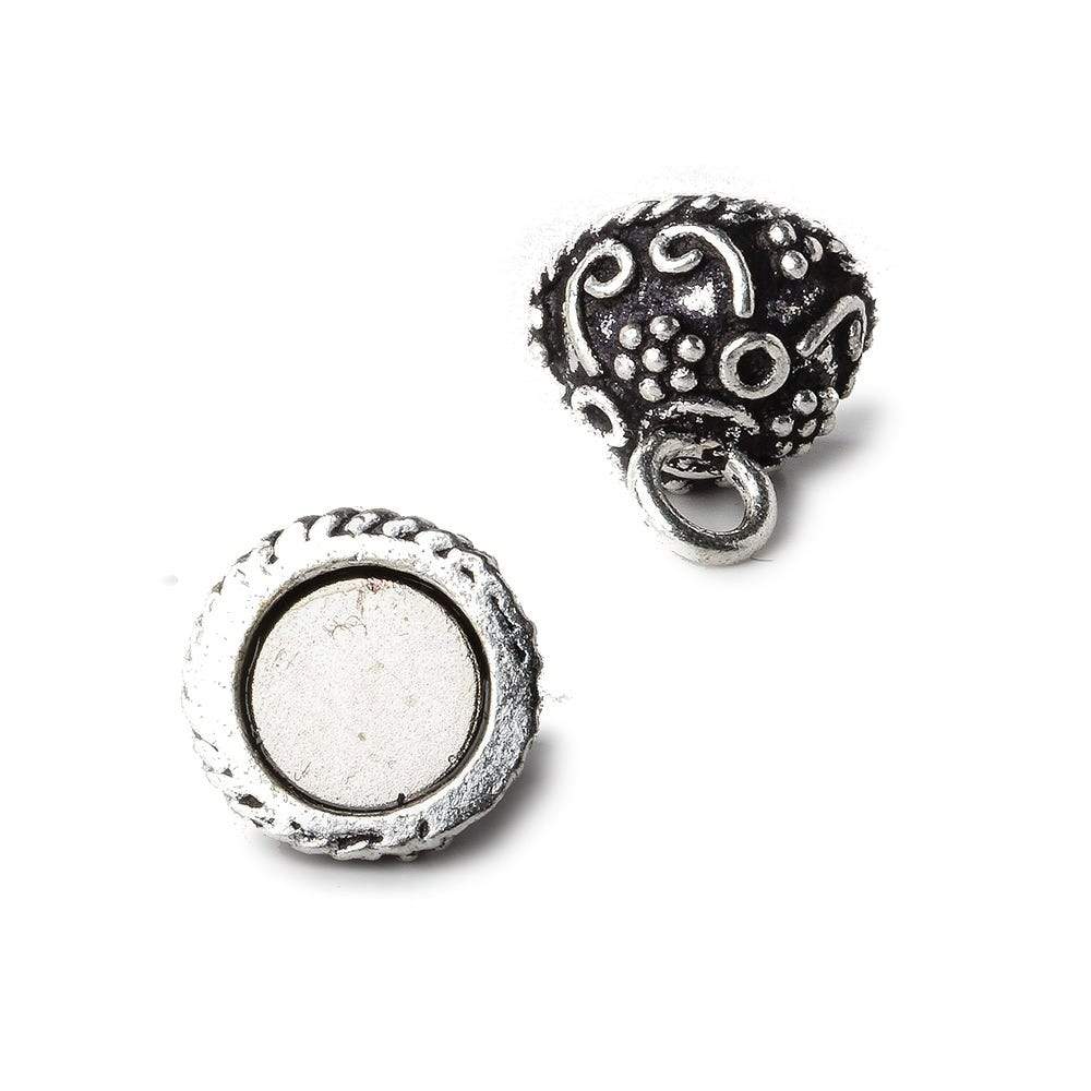 11mm Antiqued Sterling Silver plated Copper Magnetic Ball Clasp 1 piece - Beadsofcambay.com
