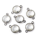 11mm Black Gold Crystal Quartz Faceted Coin Connector 1 piece - Beadsofcambay.com