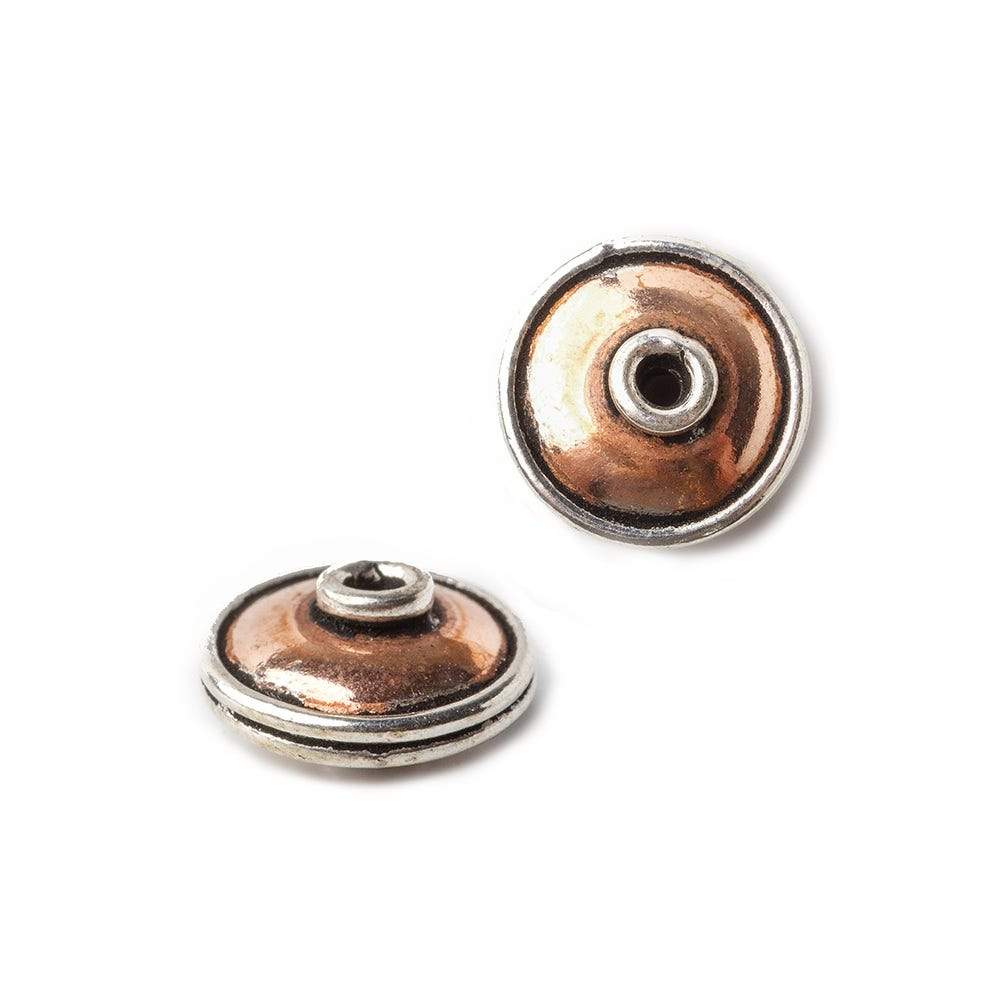 11mm Copper and Sterling Silver Plain Disc 2 beads - Beadsofcambay.com