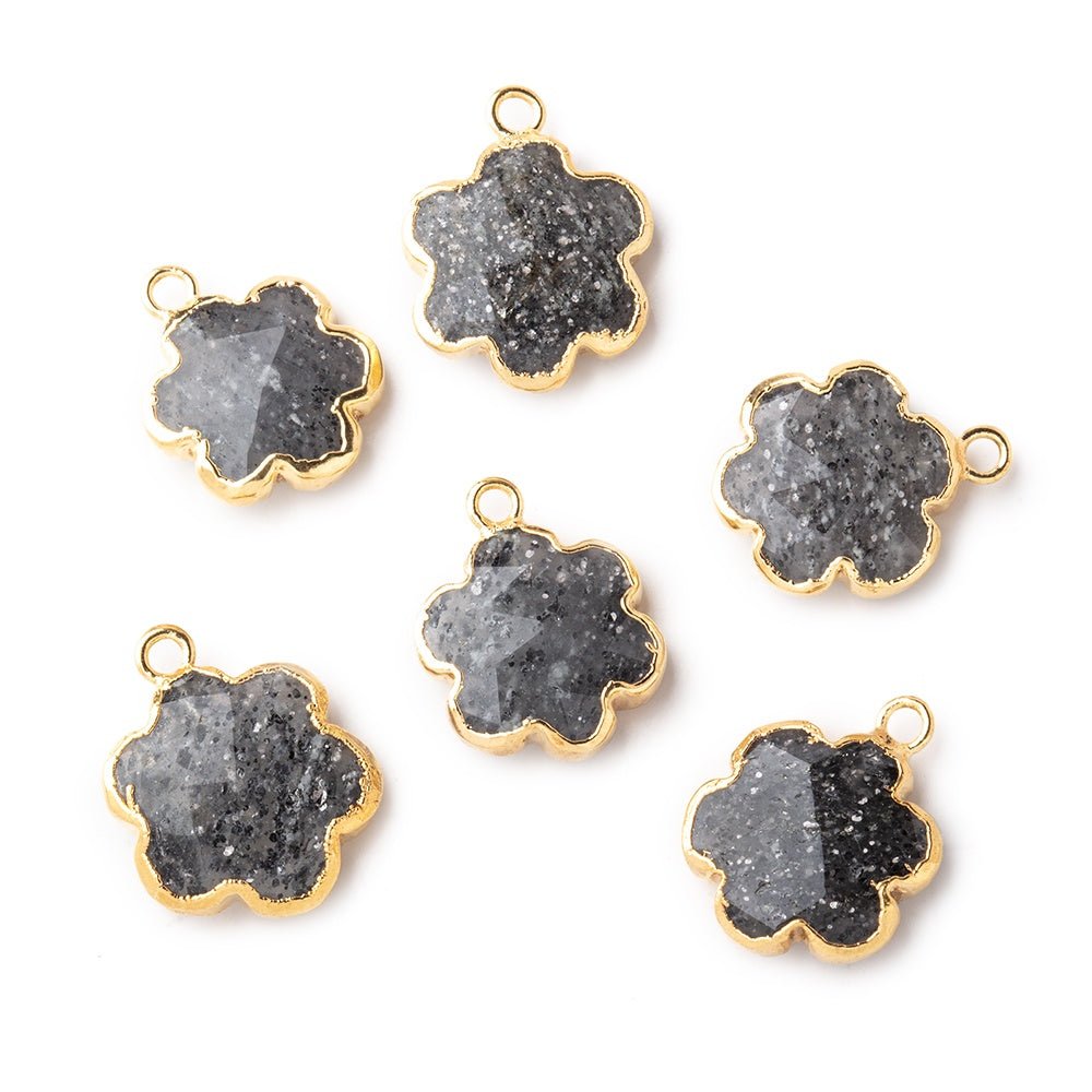 11mm Gold Leafed Celestial Quartz Faceted Flower Focal Pendant 1 piece - Beadsofcambay.com