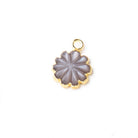 11mm Gold Leafed Chocolate Moonstone Carved Floral Coin Focal Pendant 1 piece - Beadsofcambay.com