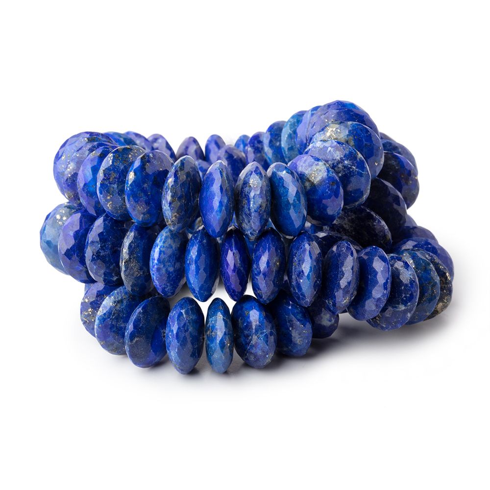 11mm Lapis Lazuli German Faceted Rondelle Beads 16 inch 80 pieces AAA - Beadsofcambay.com