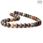 11mm Lodolite (Moss Garden Quartz) plain round large hole beads 16 inch 37 pieces A - Beadsofcambay.com