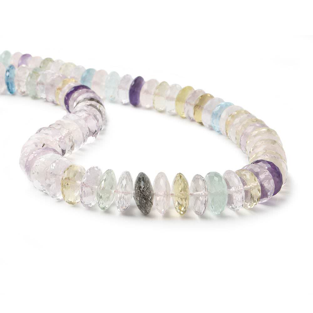 11mm Multi-gemstone German Faceted Rondelle Beads 16 inch 77 pcs AA Grade - Beadsofcambay.com