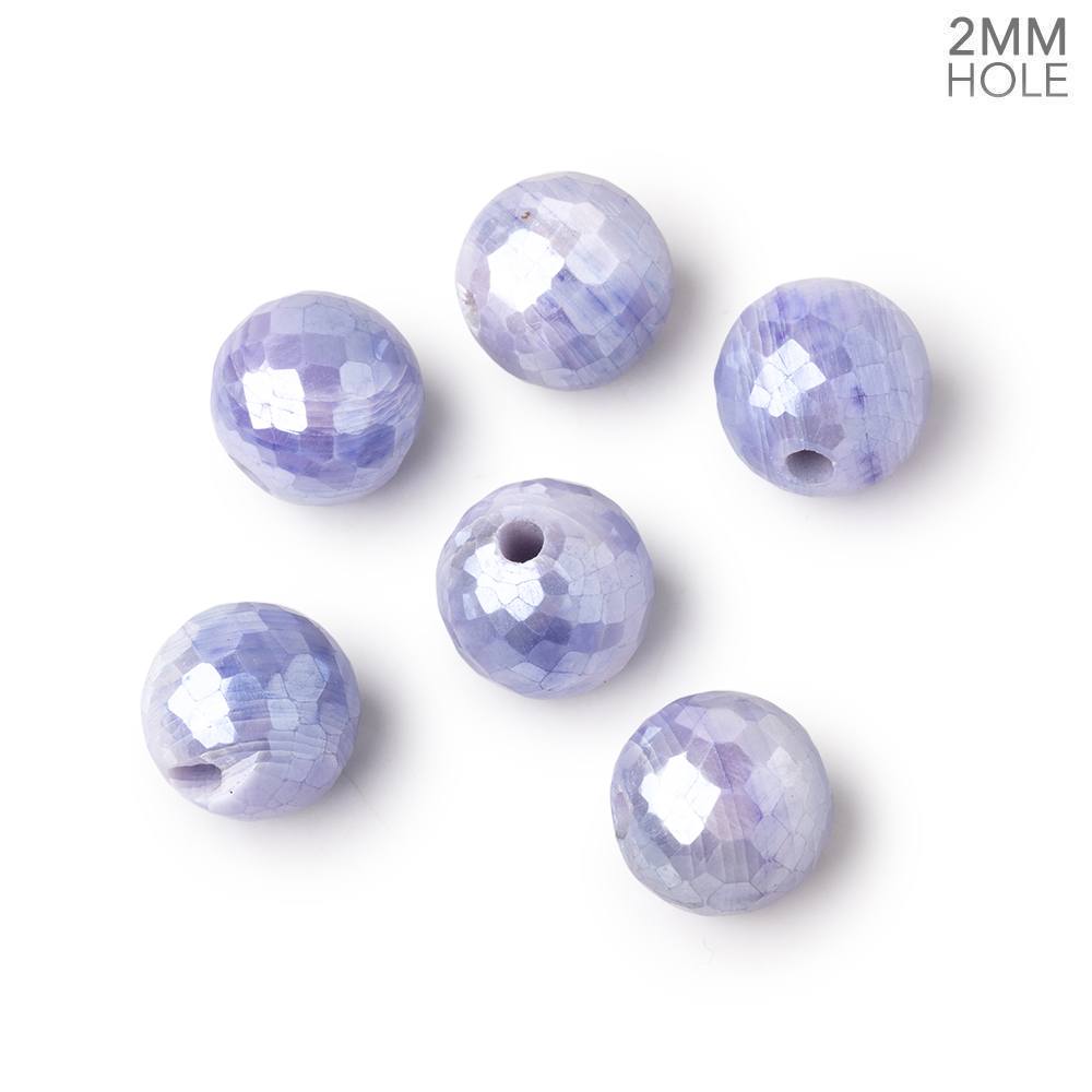 11mm Mystic Purple Moonstone 2mm Large Hole Faceted Round Bead Focal 1 piece - Beadsofcambay.com