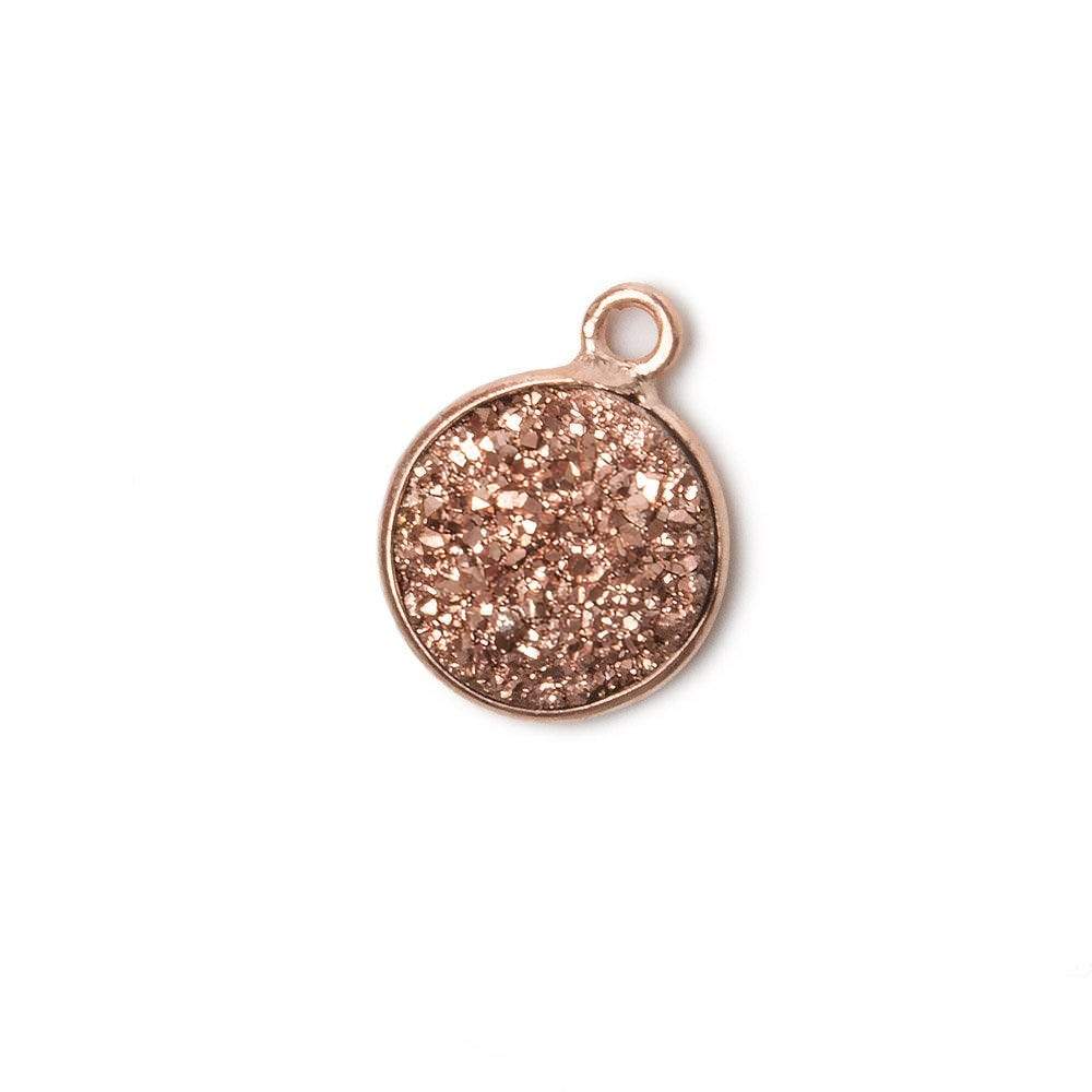 11mm Rose Gold Bezel Metallic Rose Drusy Coin Pendant 1 piece - Beadsofcambay.com