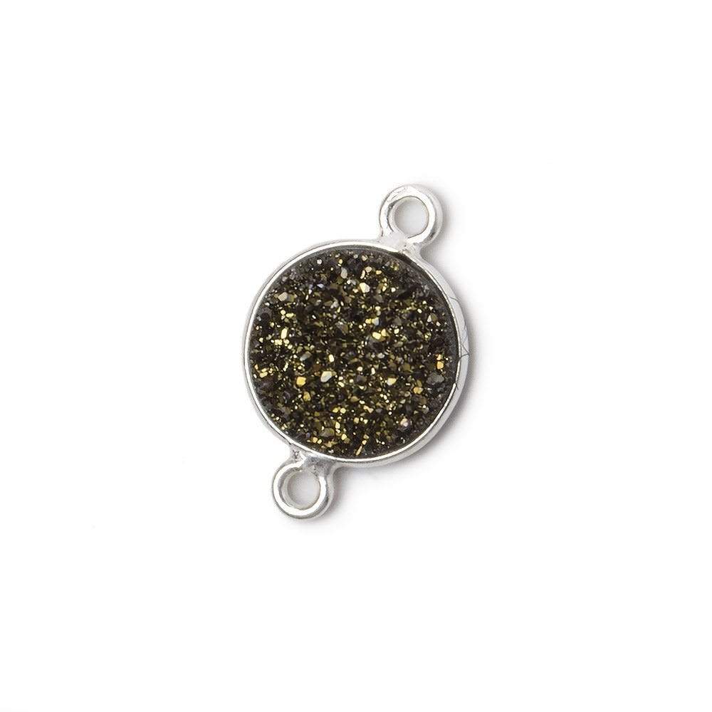 11mm Silver .925 Bezel Metallic Bronze Drusy Coin Connector 1 piece - Beadsofcambay.com