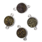 11mm Silver .925 Bezel Metallic Bronze Drusy Coin Connector 1 piece - Beadsofcambay.com