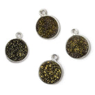 11mm Silver .925 Bezel Metallic Bronze Drusy Coin Pendant 1 piece - Beadsofcambay.com
