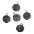11mm Silver .925 Bezel Metallic Platinum Drusy Coin Pendant 1 piece - Beadsofcambay.com