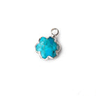 11mm Silver Leafed Enhanced Turquoise Faceted Quatrafoil Focal Bead Pendant sold as 1 piece - Beadsofcambay.com