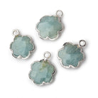 11mm Silver Leafed Milky Aquamarine Faceted Quatrafoil Focal Bead Pendant sold as 1 piece - Beadsofcambay.com