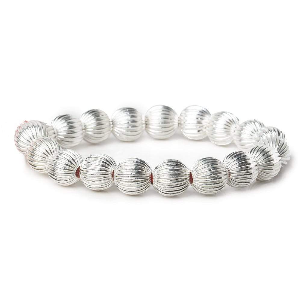 11mm Silver plated Copper Corrugated Round 8 inch 19 pcs - Beadsofcambay.com