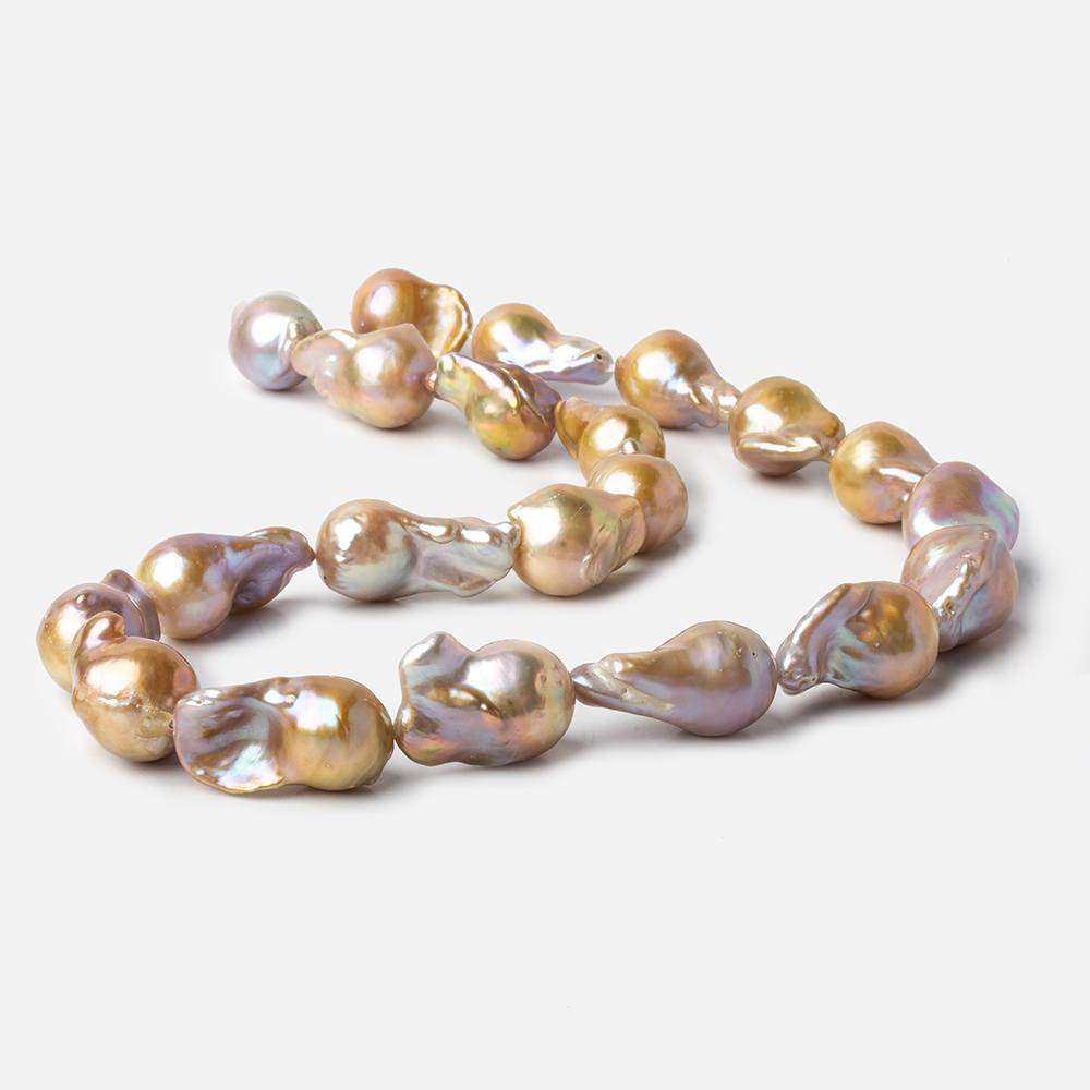11mm Tri Color Ultra Baroque Freshwater Pearls 16.5 inch 21 pieces - Beadsofcambay.com