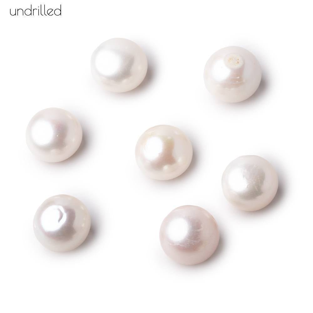 11mm Undrilled Off White Button Freshwater Pearl Focal Beads A - Beadsofcambay.com