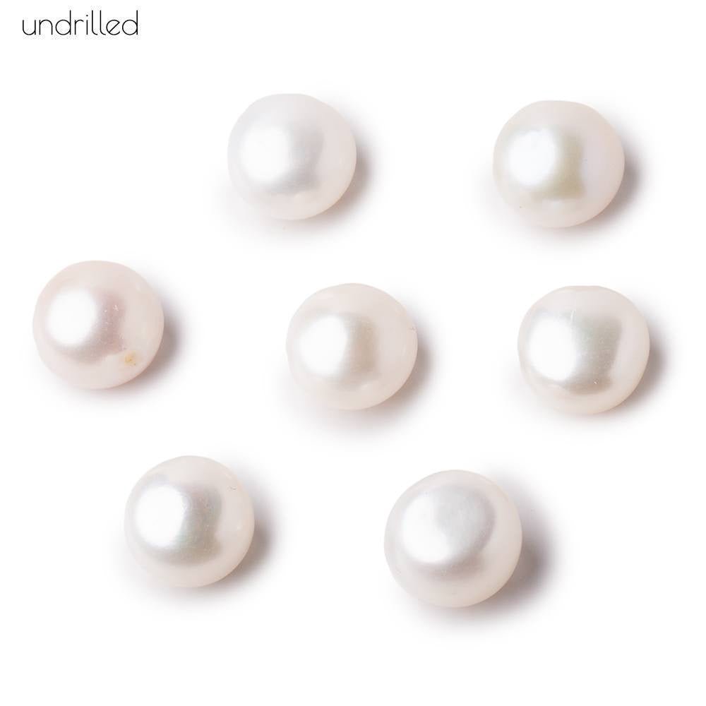 11mm Undrilled Off White Button Freshwater Pearl Focal Beads AA - Beadsofcambay.com