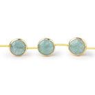 11mm Vermeil Bezel Aquamarine Faceted Coin Beads 7.5 inch 11 pieces - Beadsofcambay.com