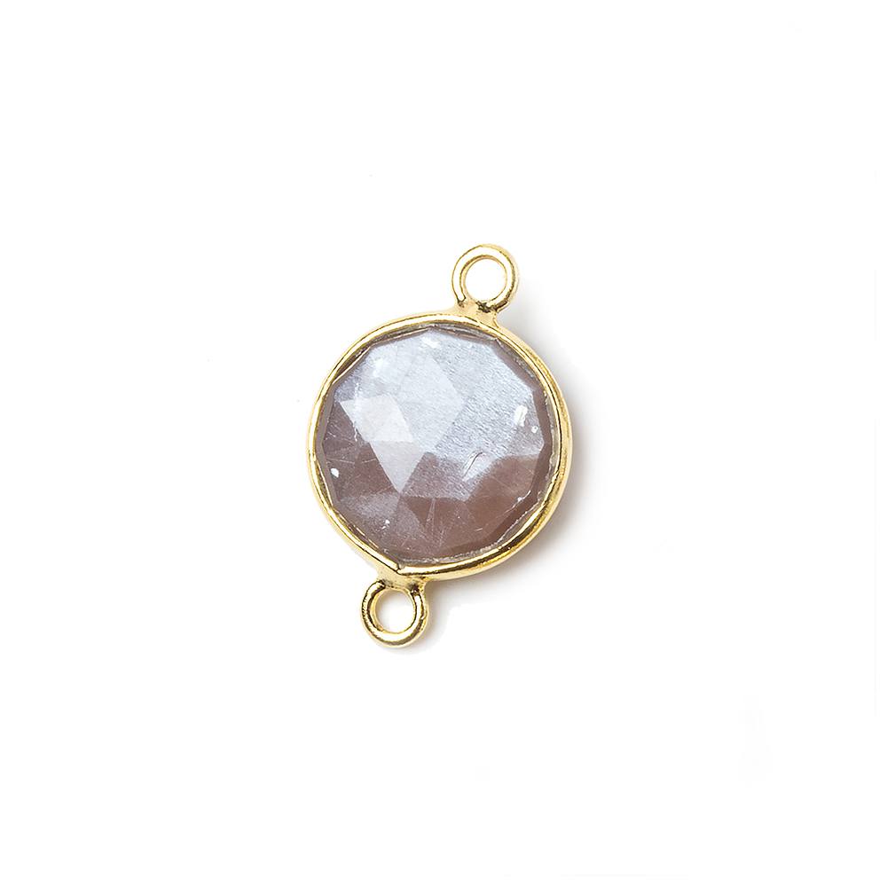 11mm Vermeil Bezel Chocolate Moonstone faceted coin Petite Connector 1 piece - Beadsofcambay.com