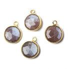 11mm Vermeil Bezel Chocolate Moonstone faceted coin Petite Pendant 1 piece - Beadsofcambay.com
