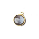 11mm Vermeil Bezel Chocolate Moonstone faceted coin Petite Pendant 1 piece - Beadsofcambay.com