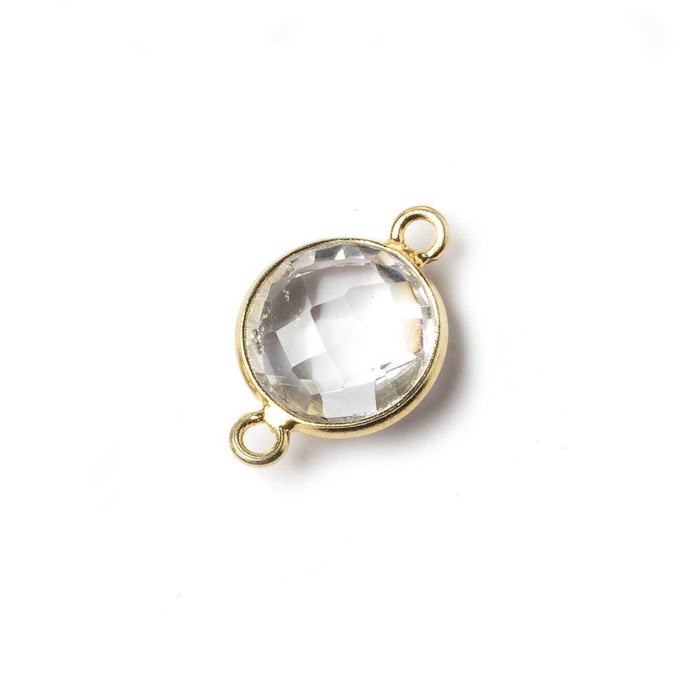 11mm Vermeil Bezel Crystal Quartz faceted coin Connector 1 piece - Beadsofcambay.com