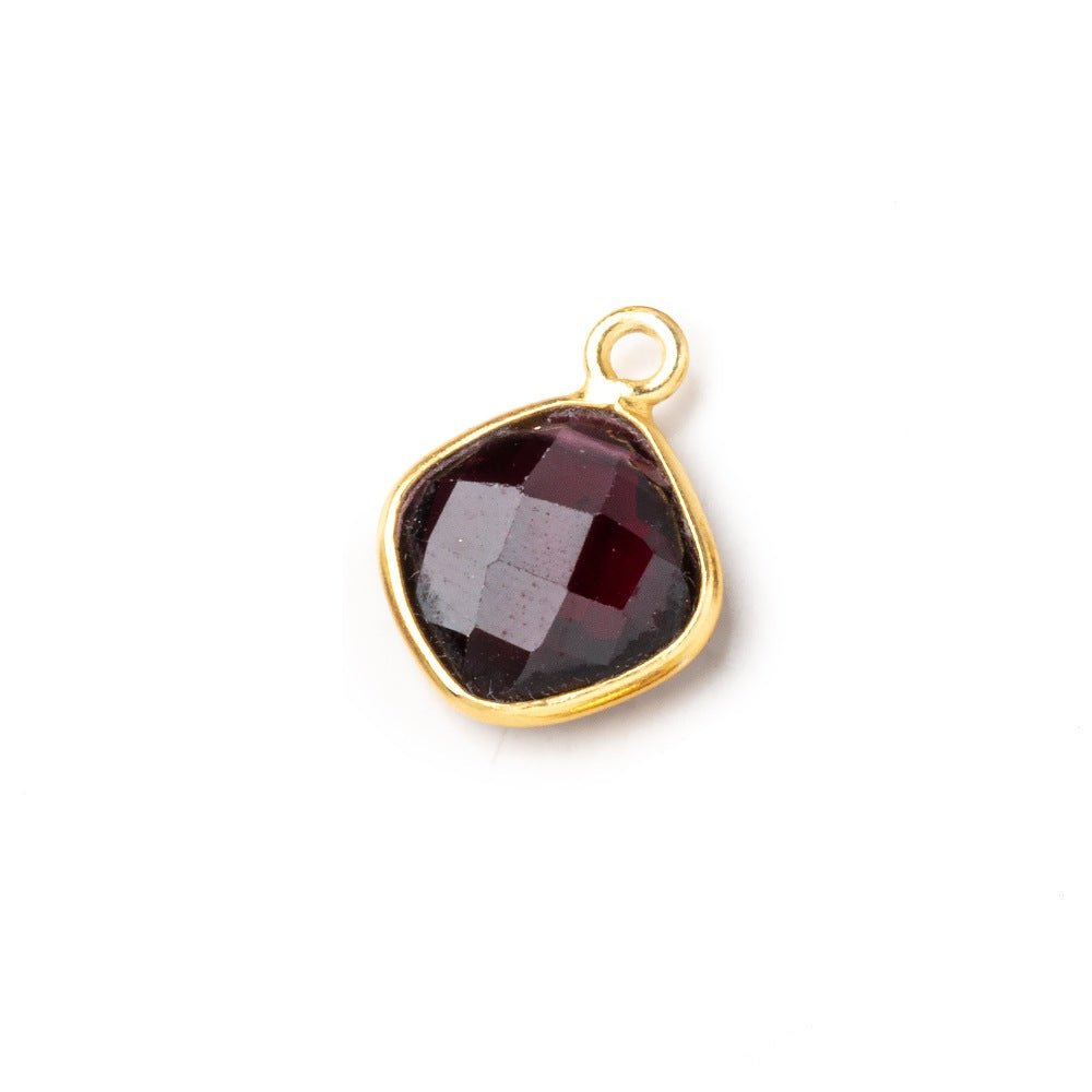 11mm Vermeil Bezel Garnet Faceted Pillow Pendant 1 piece - Beadsofcambay.com