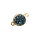 11mm Vermeil Bezel Mermaid Green Drusy Coin Connector 1 piece - Beadsofcambay.com