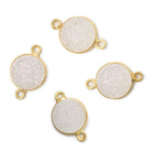 11mm Vermeil Bezel Mystic Pearl White Drusy Coin Connector 1 piece - Beadsofcambay.com