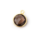 11mm Vermeil Bezel Smoky Quartz Faceted Coin Pendant 1 piece - Beadsofcambay.com