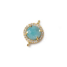 11mm Vermeil Bezel White CZ and Larimar Coin Connector 1 focal piece - Beadsofcambay.com
