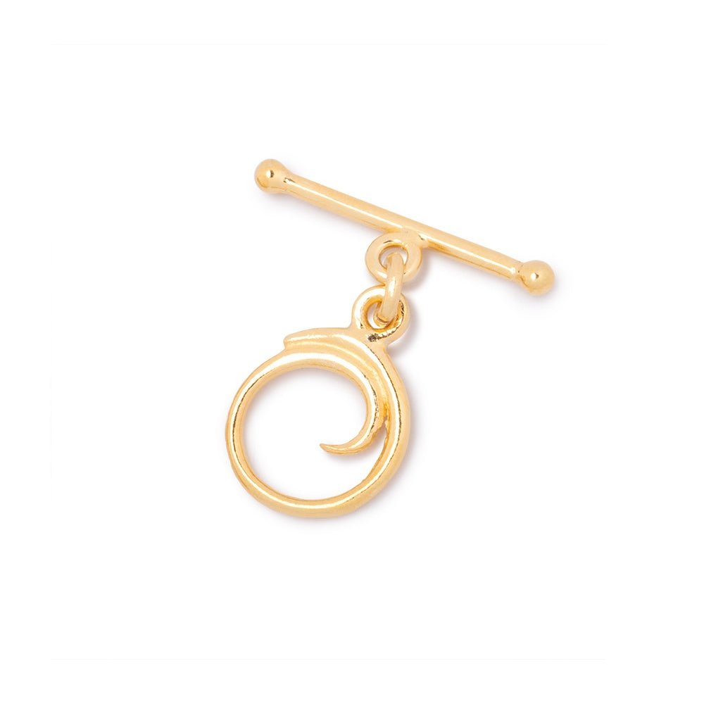 11mm Vermeil Toggle Swirl Design 1 piece - Beadsofcambay.com