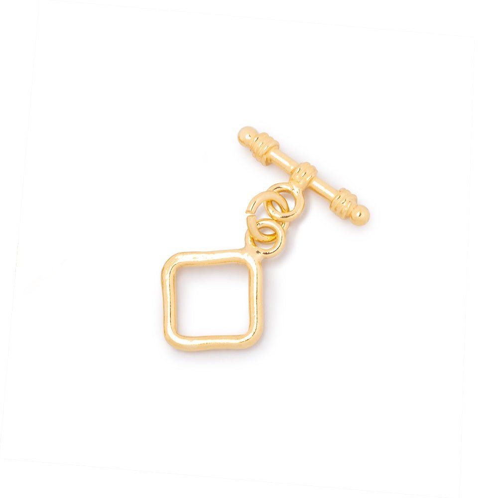 11mm Vermeil Toggle Plain Diamond Design 1 piece - Beadsofcambay.com