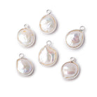 11x10-13x12mm .925 Silver Bezel Rosé White Keshi Freshwater Pearl Pendant 1 piece - Beadsofcambay.com
