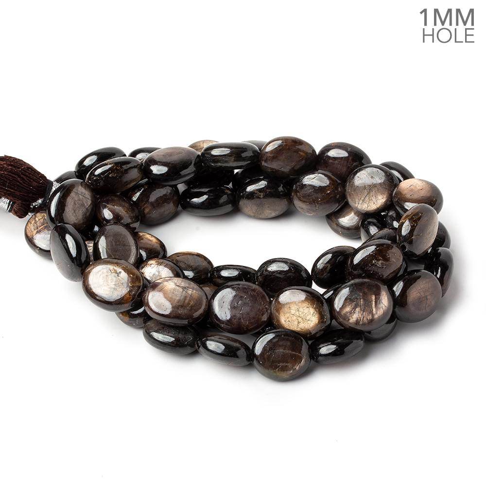 11x10-14x12mm Golden Sheen Chocolate Sapphire Plain Ovals 16 inch 29 beads AA 1mm large hole - Beadsofcambay.com