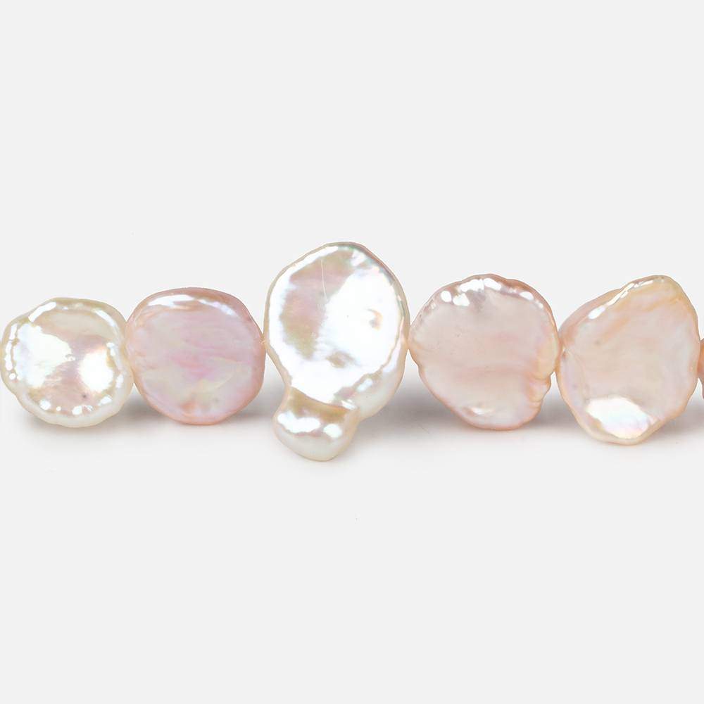 11x10-16x10mm Pink & White Keshi side drilled Freshwater Pearls 16 inch 39 pieces AAA - Beadsofcambay.com