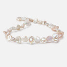 11x10-16x10mm Pink & White Keshi side drilled Freshwater Pearls 16 inch 39 pieces AAA - Beadsofcambay.com