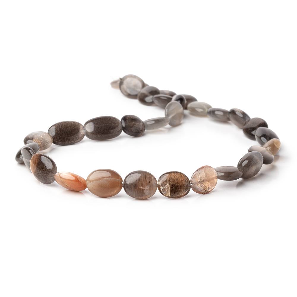 11x10-16x11mm Sunstone & Moonstone Plain Oval Beads 16 inch 30 pieces - Beadsofcambay.com